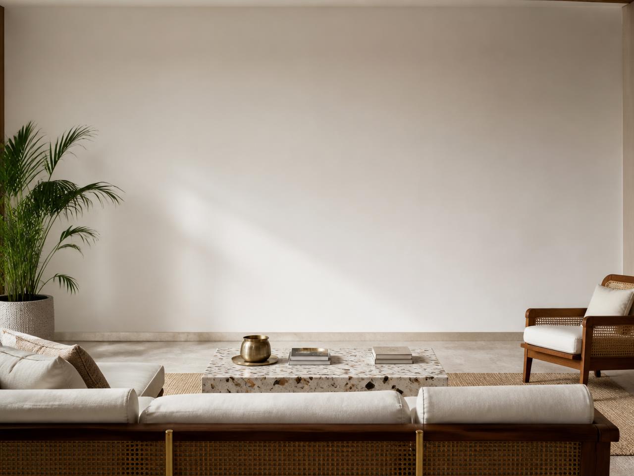Teak Sofa Wall interior mockup
