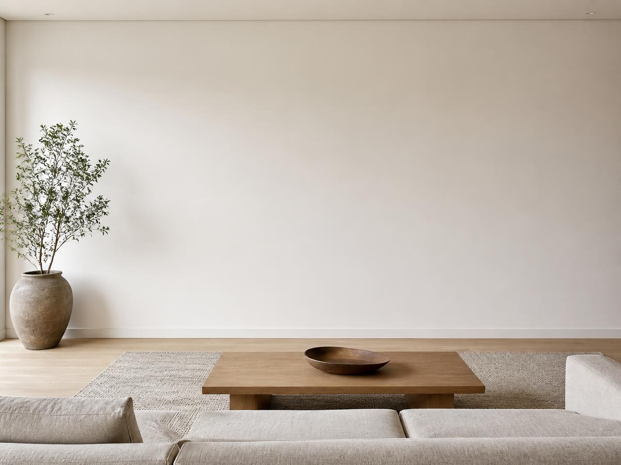 Linen Sofa Wall interior mockup